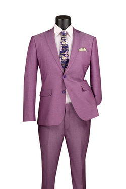 Men's Slim Fit Suit 2 Piece Single Breasted Purple