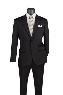 Slim Fit Men's Suit 2 Piece 2 Button in Black