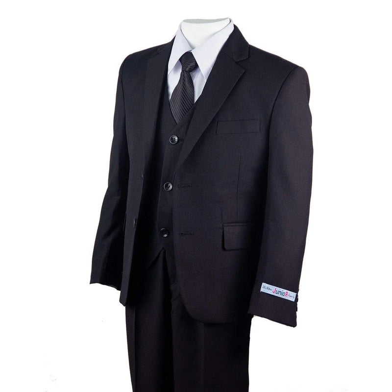 5 Piece kid Suit 2 Buttons Black with vest and tie