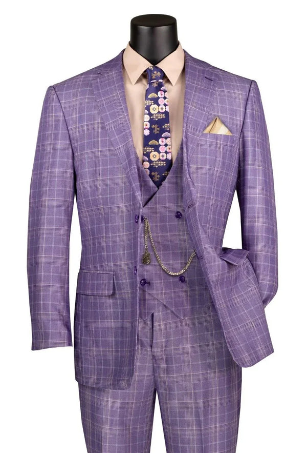 Regular Fit 3 Piece Suit Purple