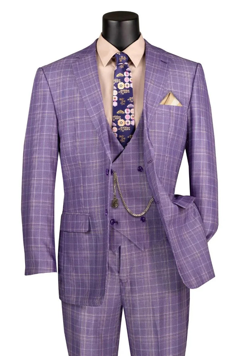 Regular Fit 3 Piece Suit Purple